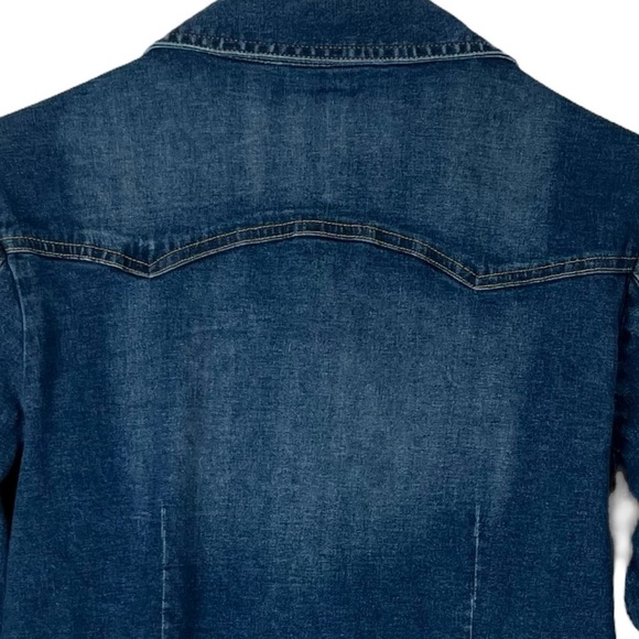 Periscope PS 3983 Women’s Western Style Stretch Denim Shirt w/ Pearl Snaps Sz Lg - Picture 4 of 9